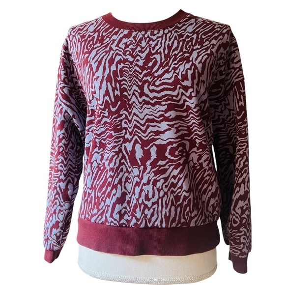 MADEWELL WOMEN’S PURPLE OVERSIZED  SWEATSHIRT SIZE SMALL WITH ABSTRACT PATTERN - Picture 1 of 11